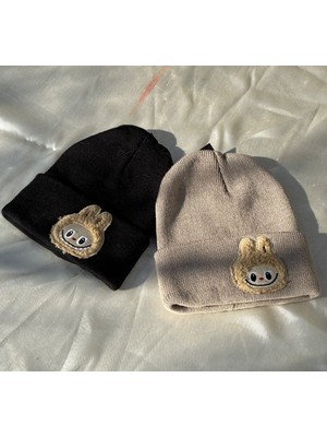 IRONMOON 2'li Ribana Kumaşlı Labubu Figürlü Çocuk Beresi