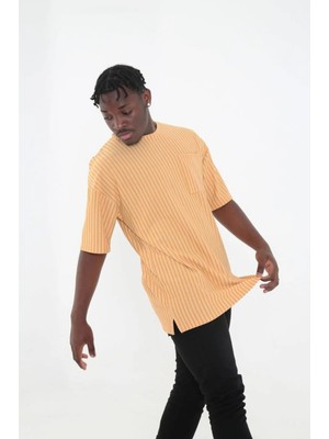 Rollie Cep Detaylı Oversize Sarı Tshirt