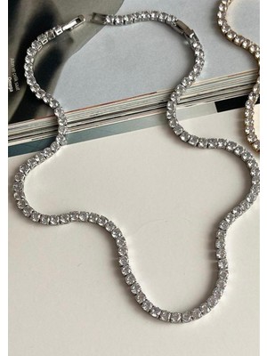 Marsel Baget Yuvarlak Su Yolu Ince Silver Çelik Kolye