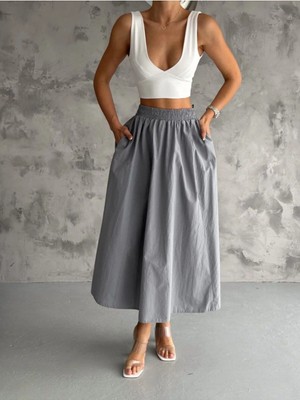 Denikk Trend Paraşüt Kumaş Beli Lastikli Etek