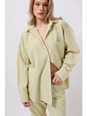 Çizgili Cep Detay Gömlek