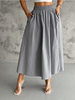 Denikk Trend Paraşüt Kumaş Beli Lastikli Etek