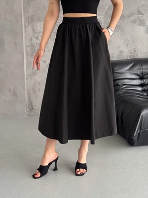 Denikk Trend Paraşüt Kumaş Beli Lastikli Etek