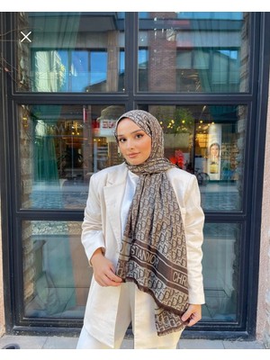 Sevimia Scarf D Desenli Kaşmir Ipek Çift Taraflı Şal