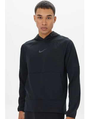 Nike Pro Dri Fit Fleece Pullover Hoodie Erkek Kapüşonlu Sweatshirt Siyah