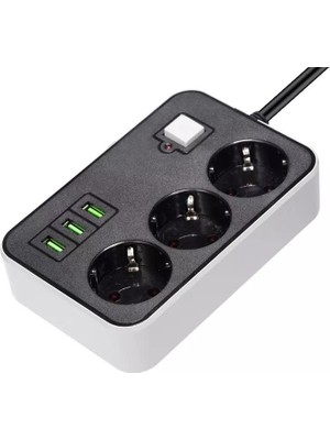 Go İthalat 3 USB Li 3 Lü 1.8 M Akım Korumalı Priz (784)