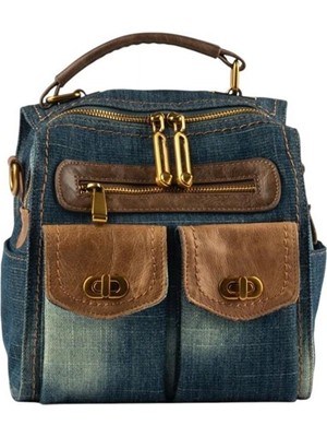 Guja 25YG534 Kadın Premium Denim El , Omuz ve Sırt Çantası Lacivert