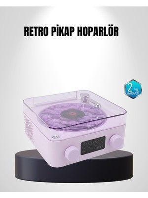 Stylmenplus Bluetooth Retro Pikap Hoparlör 360 Derece Ses Projektörlü Gece Lambası Çok Fonksiyonlu