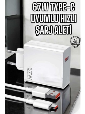 Şarj Aleti Turbo Hızlı 67W Type-C Hızlı Şarj