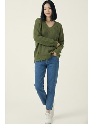 Rovebella Selanik Yeşil Yün Kazak