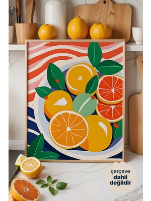 Persona Istanbul Modern Yaz Meyveleri ve Narenciye - Canlı Mutfak Sanatı Posteri (Çerçevesiz)