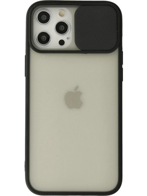 Evyora Newface Iphone 12 Pro Max Kılıf Palm Buzlu Kamera Sürgülü Silikon - Siyah