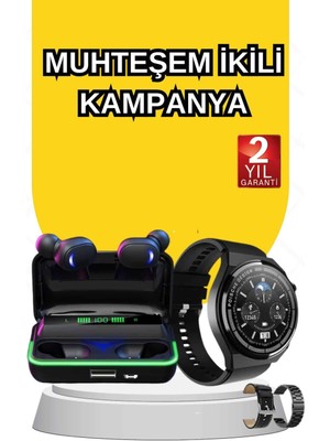 Evyora Yeni Nesil Akıllı Saat ve Bluetooth Kulaklık Titreşim Bildirimleri Uyku Takibi