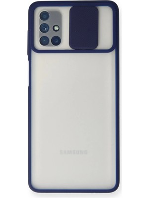 Evyora Newface Samsung Galaxy M51 Kılıf Palm Buzlu Kamera Sürgülü Silikon - Lacivert