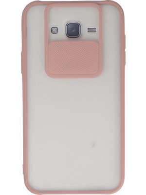 Evyora Newface Samsung Galaxy J7 Kılıf Palm Buzlu Kamera Sürgülü Silikon - Pembe