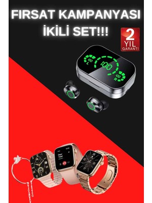 Evyora Yeni Nesil Kaliteli Akıllı Saat ve Kablosuz Bluetooth Kulaklık Yüksek Ses Kaliteli