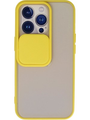 Evyora Newface Iphone 13 Pro Kılıf Palm Buzlu Kamera Sürgülü Silikon - Sarı