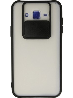 Evyora Newface Samsung Galaxy J7 Kılıf Palm Buzlu Kamera Sürgülü Silikon - Siyah