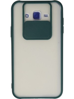 Evyora Newface Samsung Galaxy J7 Kılıf Palm Buzlu Kamera Sürgülü Silikon - Yeşil