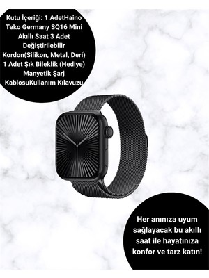 Evyora Sq-16 Mini Series 10 Akıllı Saat | Şık ve Hafif Tasarım, 3 Kordon Seçeneği