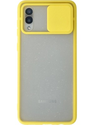 Evyora Newface Samsung Galaxy A02 Kılıf Palm Buzlu Kamera Sürgülü Silikon - Sarı