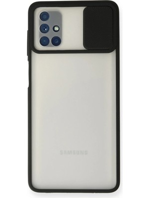 Evyora Newface Samsung Galaxy M51 Kılıf Palm Buzlu Kamera Sürgülü Silikon - Siyah