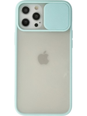 Evyora Newface Iphone 12 Pro Max Kılıf Palm Buzlu Kamera Sürgülü Silikon - Turkuaz