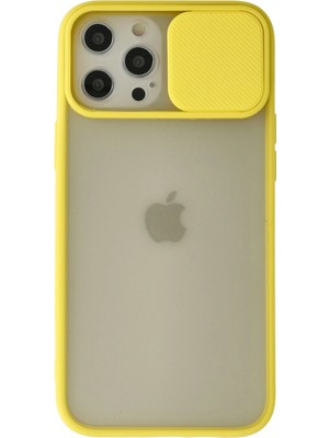 Evyora Newface Iphone 12 Pro Max Kılıf Palm Buzlu Kamera Sürgülü Silikon - Sarı