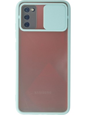 Evyora Newface Samsung Galaxy A02S Kılıf Palm Buzlu Kamera Sürgülü Silikon - Turkuaz