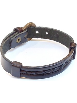 Herşey Nota Shadow Craft – Koyu Kahverengi Çok Katmanlı Örgülü Hakiki Deri Erkek Bileklik-20-53