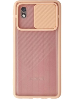 Evyora Newface Samsung Galaxy A01 Core Kılıf Palm Buzlu Kamera Sürgülü Silikon - Pembe