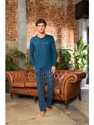 Aydoğan Erkek Uzun Kollu Patlı Termal Pijama Takımı Ekose Desenli