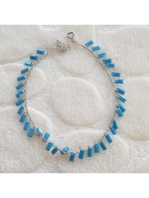 Canka Baget Firuze Taş Sallantılı Gümüş Halhal