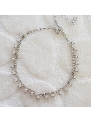 Canka Gurmet Zincir Taş Sallantılı Gümüş Halhal