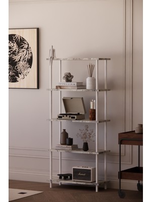 Solto Home OB45-45 Çevir Kur Modüler 5 Raflı Kitaplık ,Aletsiz Kolay Kurulum