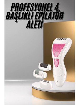 Store Mania Ayak Törpü Başlıklı Epilatör Aleti 4 Başlıklı Taşınabilir Şarjlı Epilasyon Cihazı (Sto