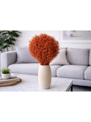 B'clara Home Kuru Çiçek Turuncu Kalp Otu Demeti Vazo Çiçeği