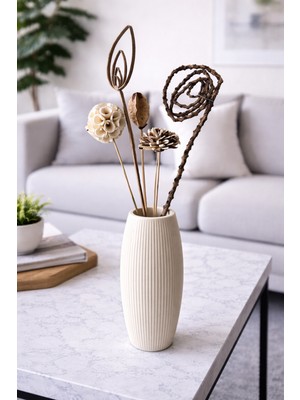 B'clara Home Tropikal Natürel Dekoratif Kuru Çiçek Vazo Çiçeği