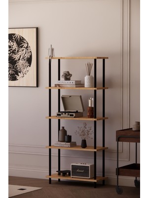 Solto Home OB45-14 Çevir Kur Modüler 5 Raflı Kitaplık ,Aletsiz Kolay Kurulum