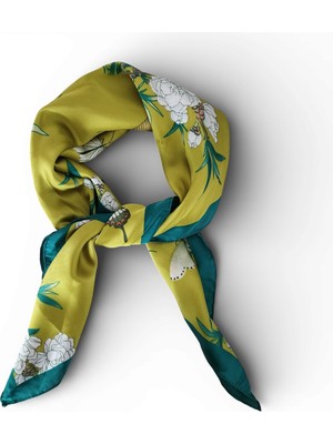 Hedea Yaprak Işıltısı Saten Fular 70X70 cm