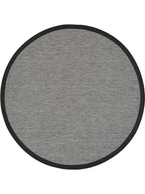 Cool Halı Basel Gri Yuvarlak Sisal Halı Bordürlü Leke Tutmaz Hasır Doku Tezgah Önü Antre Mutfak Balkon Halısı