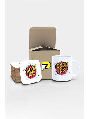 Good Job Iyi Iş Popart Tasarımlı Baskılı Kupa Bardak Seti, Eğlenceli Özel Hediye Mug