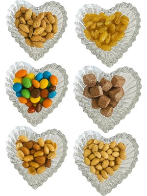 Hepta Collection Mta Hıgh-Tech 6’lı Kalp Şeklinde Cam Çerezlik – Şeffaf Dekoratif Cam Tabaklar, Kahvaltı, Meze, Tatlı