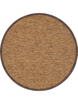 Cool Halı Milano Kahverengi Yuvarlak Sisal Mutfak Halısı Bordürlü Hasır Görünümlü Leke Tutmaz Tezgah Önü Halı