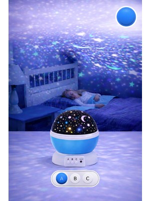 Eser Ticarett Oda Için Yıldız Projektörü Gece Lambası | 3 Renk Modu, 360° Dönen Işık, Çocuk & Bebek Odası