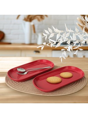 Hepta Collection Keramika Kırmızı Noyan Kayık Tabak 2 Adet 28 cm 506