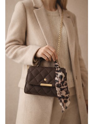 Tabris Luxary Siyah Kapitone Kadın Omuz Çantası – Zincir Askılı Şallı Mini El ve Çapraz Çanta