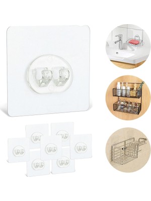 Hepta Collection ® 10'lu Su Geçirmez Yapışkanlı Raf Askısı - Duş Köşe Rafı ve Sabunluk Asma Kancası - 2,5 kg Taşıma K