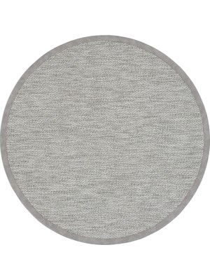 Cool Halı Monaco Gri Sisal Yuvarlak Bordürlü Halı Leke Tutmaz Dört Mevsim Kesme Yuvarlak Mutfak Balkon Halısı