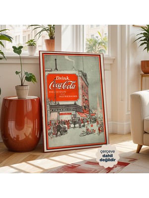 Persona Istanbul Vintage Coca-Cola "delicious And Refreshing" - Nostaljik Sokak Manzarası Reklam Posteri (Çerçevesiz)